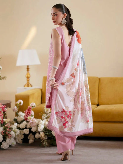 Lawn-3PC Embroidered With Chiffon Digital Printed Dupatta-5224 - QQ