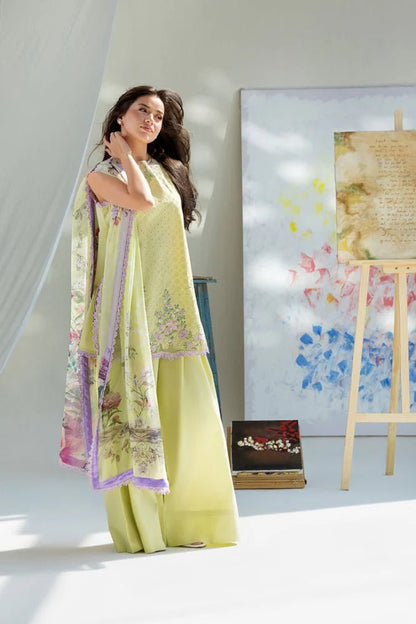 Lawn-3PC Embroidered With Digital Printed Chiffon Dupatta-5253 - QQ