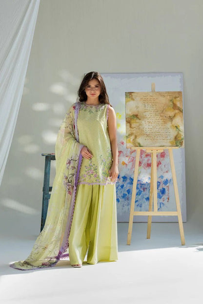 Lawn-3PC Embroidered With Digital Printed Chiffon Dupatta-5253 - QQ
