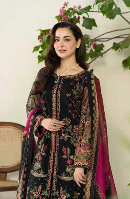 Lawn 3PC Embroidered With Digital Printed Jauqard Dupatta- 5215 - QQ