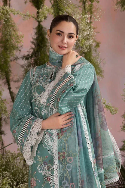 Lawn-3PC Embroidered With Organza Digital Printed Dupatta-5193 - QQ