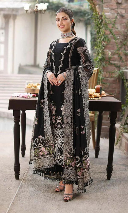 Lawn-3PC Embroidered With Organza Embroidered Dupatta-5311 - QQ