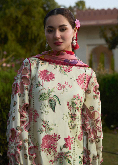 HUSSAIN REHAR Luxury Dhanak 3PC Embroidered With Digital Printed Wool Shawl-211 - QQ