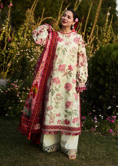 HUSSAIN REHAR Luxury Dhanak 3PC Embroidered With Digital Printed Wool Shawl-211 - QQ