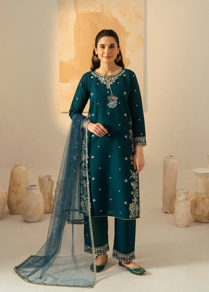 Dhanak-3PC Embroidered Shirt with Chiffon Embroidered Dupatta - 3531 - QQ