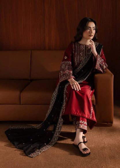 Dhanak -3PC Embroidered Shirt With Organza Sequence Embroidered Dupatta-3351 - QQ