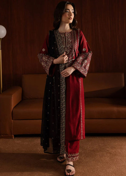 Dhanak -3PC Embroidered Shirt With Organza Sequence Embroidered Dupatta-3351 - QQ