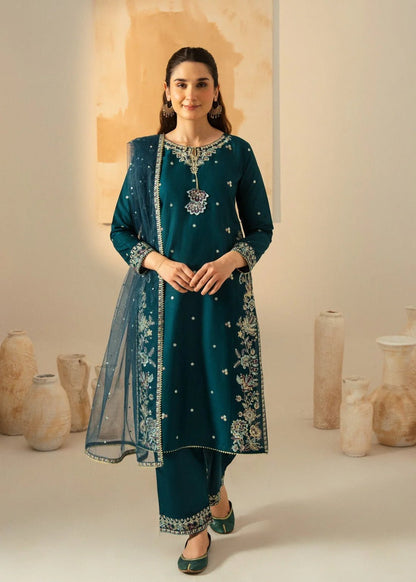 Dhanak-3PC Embroidered Shirt with Chiffon Embroidered Dupatta - 3531 - QQ