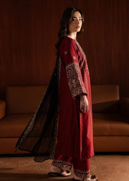 Dhanak -3PC Embroidered Shirt With Organza Sequence Embroidered Dupatta-3351 - QQ