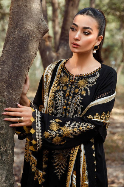 Dhanak-3PC Embroidered Shirt with Digital Printed Wool Shawl - 3429 - QQ