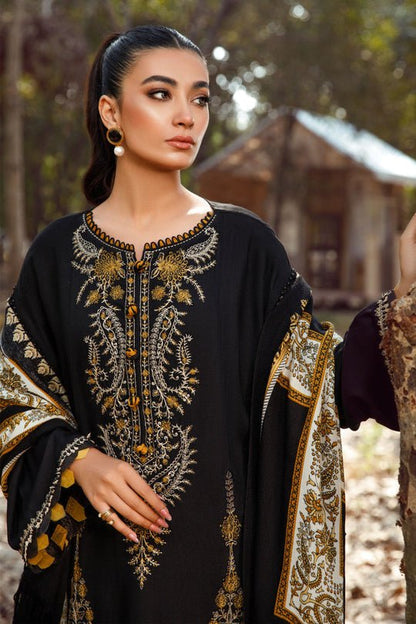 Dhanak-3PC Embroidered Shirt with Digital Printed Wool Shawl - 3429 - QQ