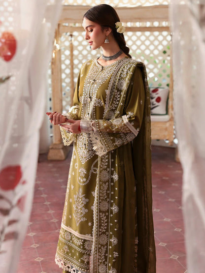 Lawn-3PC Embroidered Shirt With Khadi Net Embroidered Dupatta-5211 - QQ