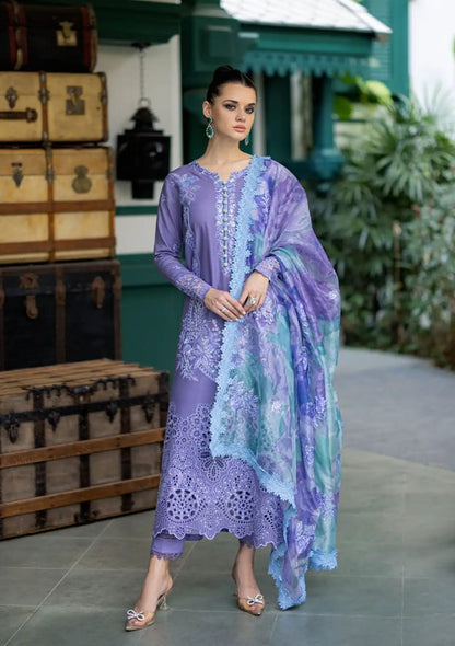 Dhanak-3PC Embroidered Shirt with Digital Printed Wool Shawl -3291 - QQ