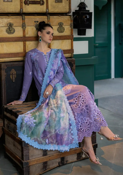 Dhanak-3PC Embroidered Shirt with Digital Printed Wool Shawl -3291 - QQ