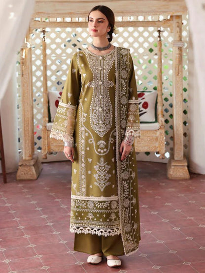Lawn-3PC Embroidered Shirt With Khadi Net Embroidered Dupatta-5211 - QQ