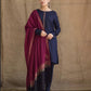 Assling 3 Piece Dhanak Shirt with Printed Wool Shawl AG-1115