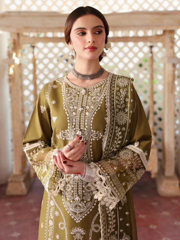 Lawn-3PC Embroidered Shirt With Khadi Net Embroidered Dupatta-5211