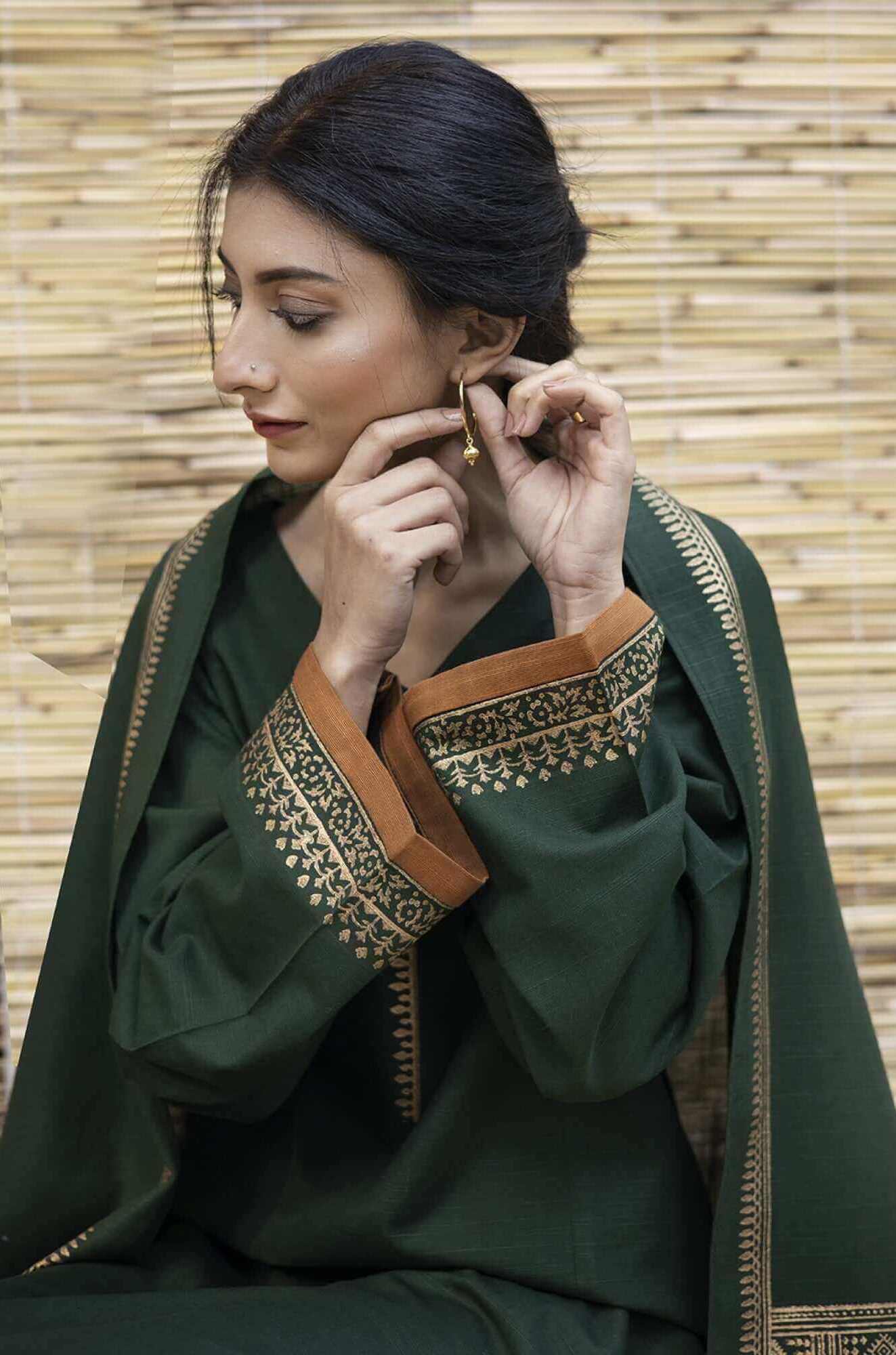 Baroque 3Piece Dhanak Shirt with Printed Wool Shawl BR-1075