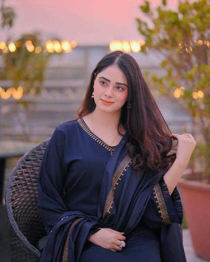 Baroque 3Piece Dhanak Shirt With Printed Wool Shawl BR-1145 - QQ