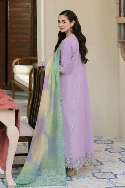 Dhanak-3PC Embroidered Shirt with Digital Printed Wool Shawl - 3307 - QQ