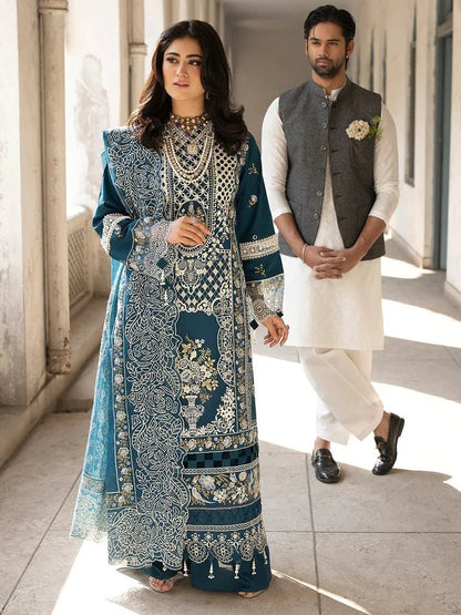 Lawn-3PC Embroidered Shirt With Khadi Net Embroidered Dupatta-5218 - QQ