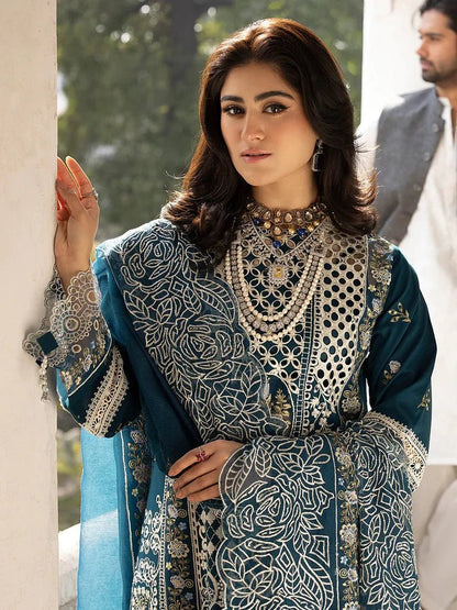 Lawn-3PC Embroidered Shirt With Khadi Net Embroidered Dupatta-5218 - QQ
