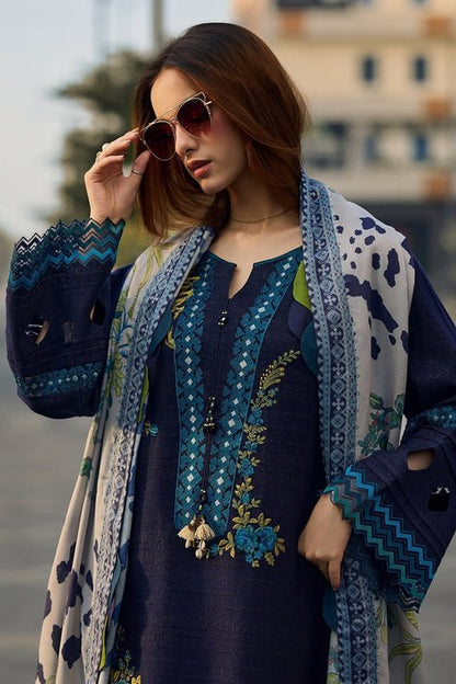 3PC Lawn Embroidered Shirt With Digital Printed Jacquard Dupatta- 5037 - QQ