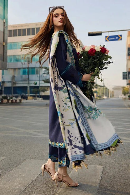 3PC Lawn Embroidered Shirt With Digital Printed Jacquard Dupatta- 5037 - QQ