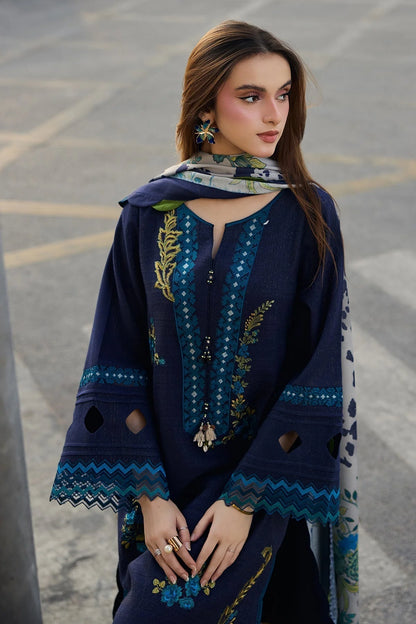 3PC Lawn Embroidered Shirt With Digital Printed Jacquard Dupatta- 5037 - QQ