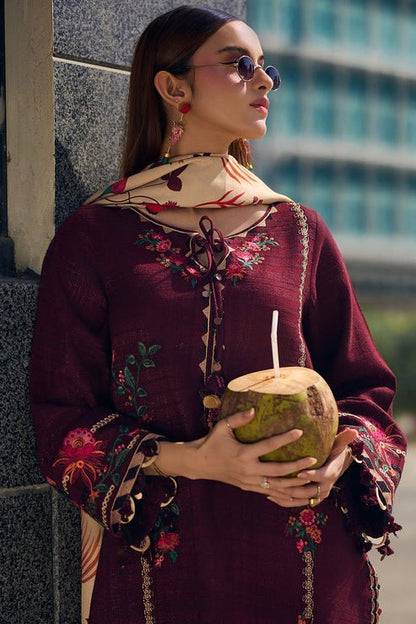 Lawn-3PC Embroidered with Digital Printed Jacquard Dupatta-5021 - QQ