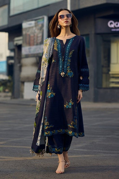 3PC Lawn Embroidered Shirt With Digital Printed Jacquard Dupatta- 5037 - QQ