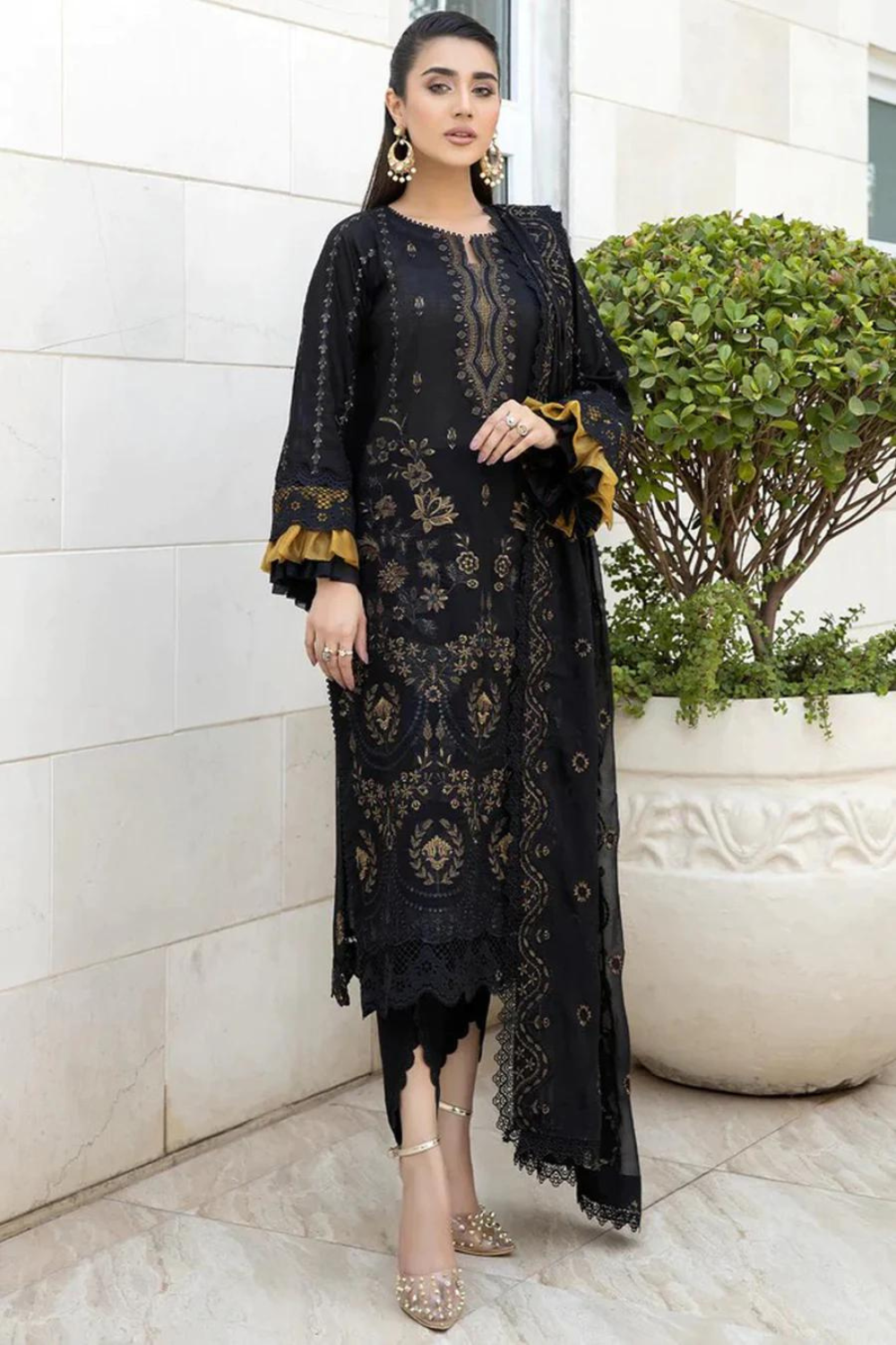 3PC LAWN EMBROIDERED Q186