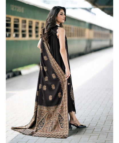 3PC Dhanak Embroidered Shirt With Digital Printed Shawl-277 - QQ