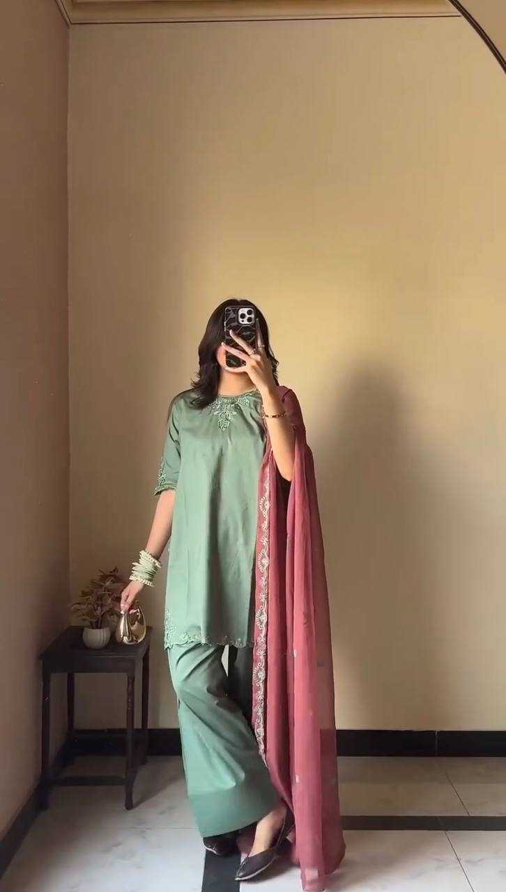 Dhanak-3PC Embroidered Shirt with Chiffon Embroidered Dupatta-3452 - QQ